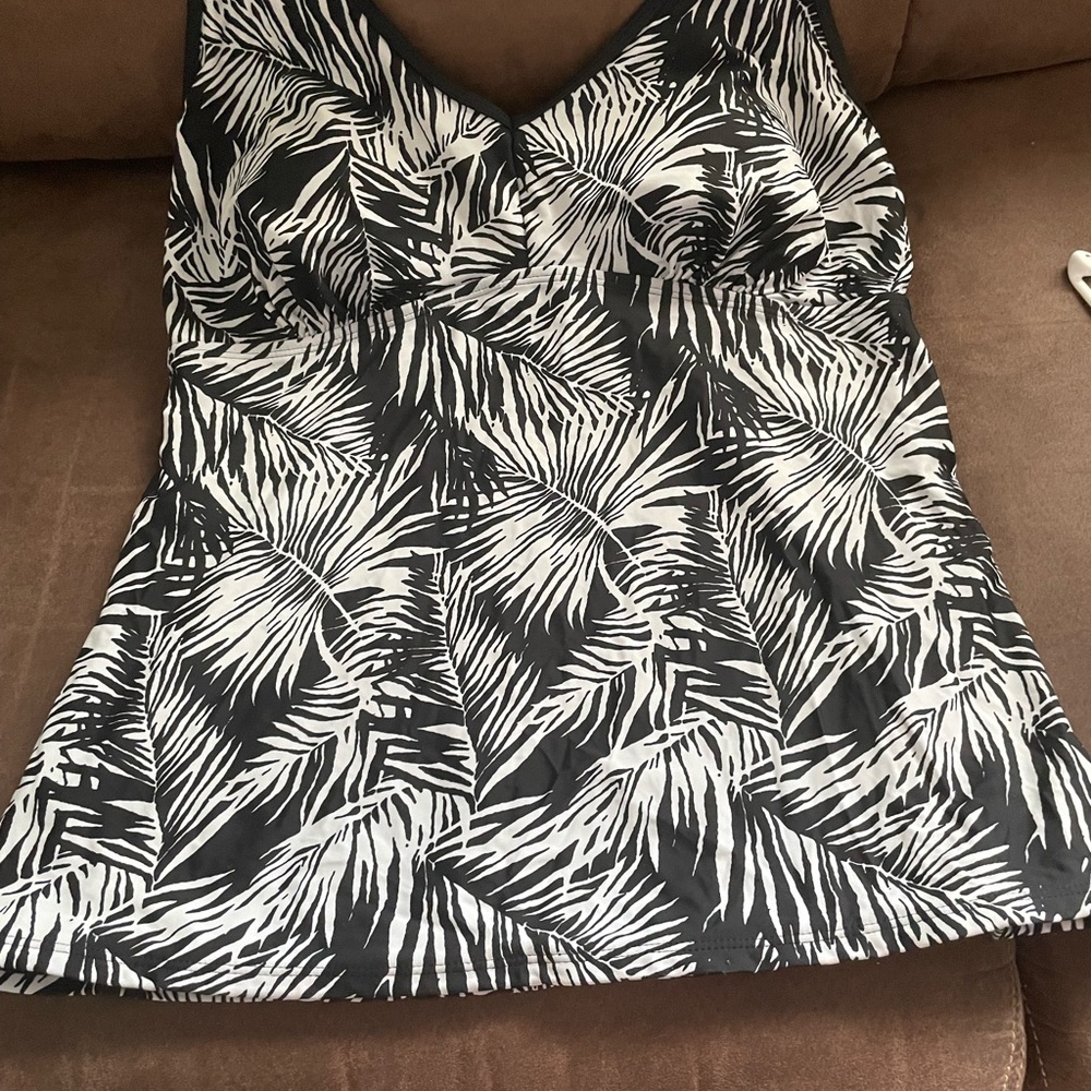 Black and White Palm Print Bikini Top